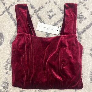 Maison d'Amelie Burgundy Velvet Tank Top